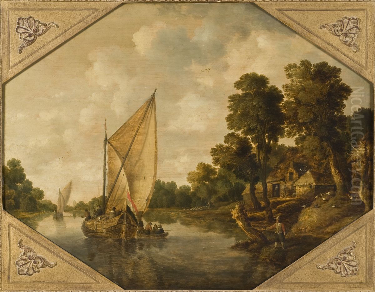 River Landscape Oil Painting by Bonaventura Peeters the Elder