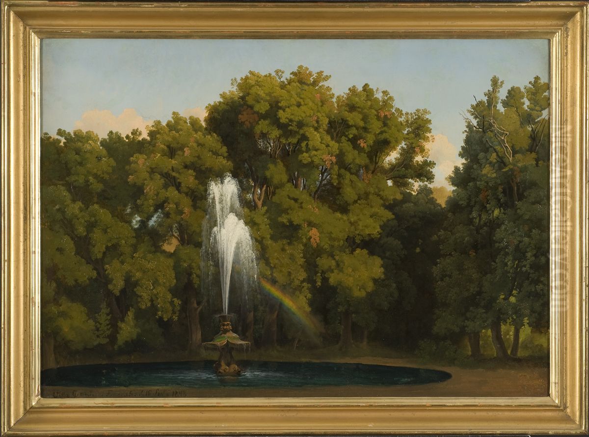 In the Park, Frascati. Study Oil Painting by Gustaf Wilhelm Palm