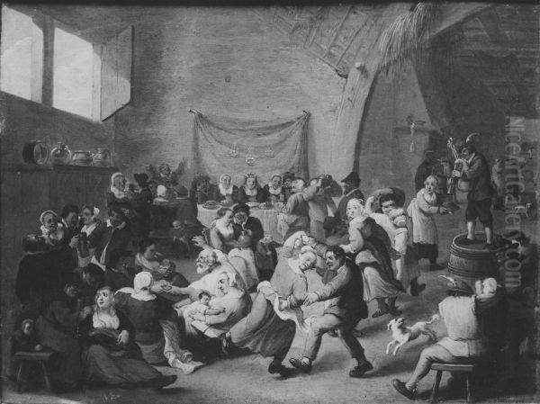 Village Wedding Oil Painting by Mattheus van Helmont