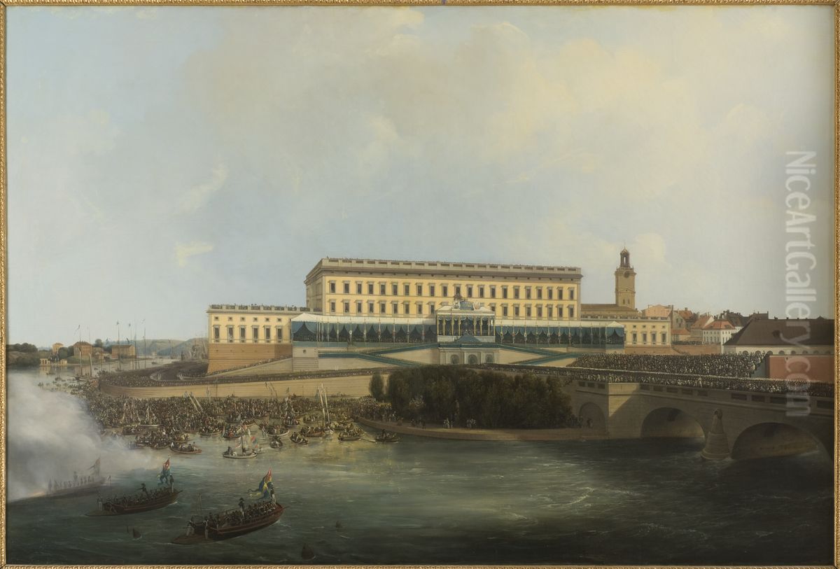Kung Carl XIV Johans hyllning ar 1818 Oil Painting by Carl Stefan Bennet