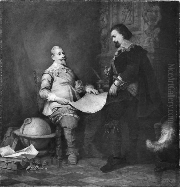 Gustav Adolf och Axel Oxenstierna Oil Painting by Johan Christoffer Boklund