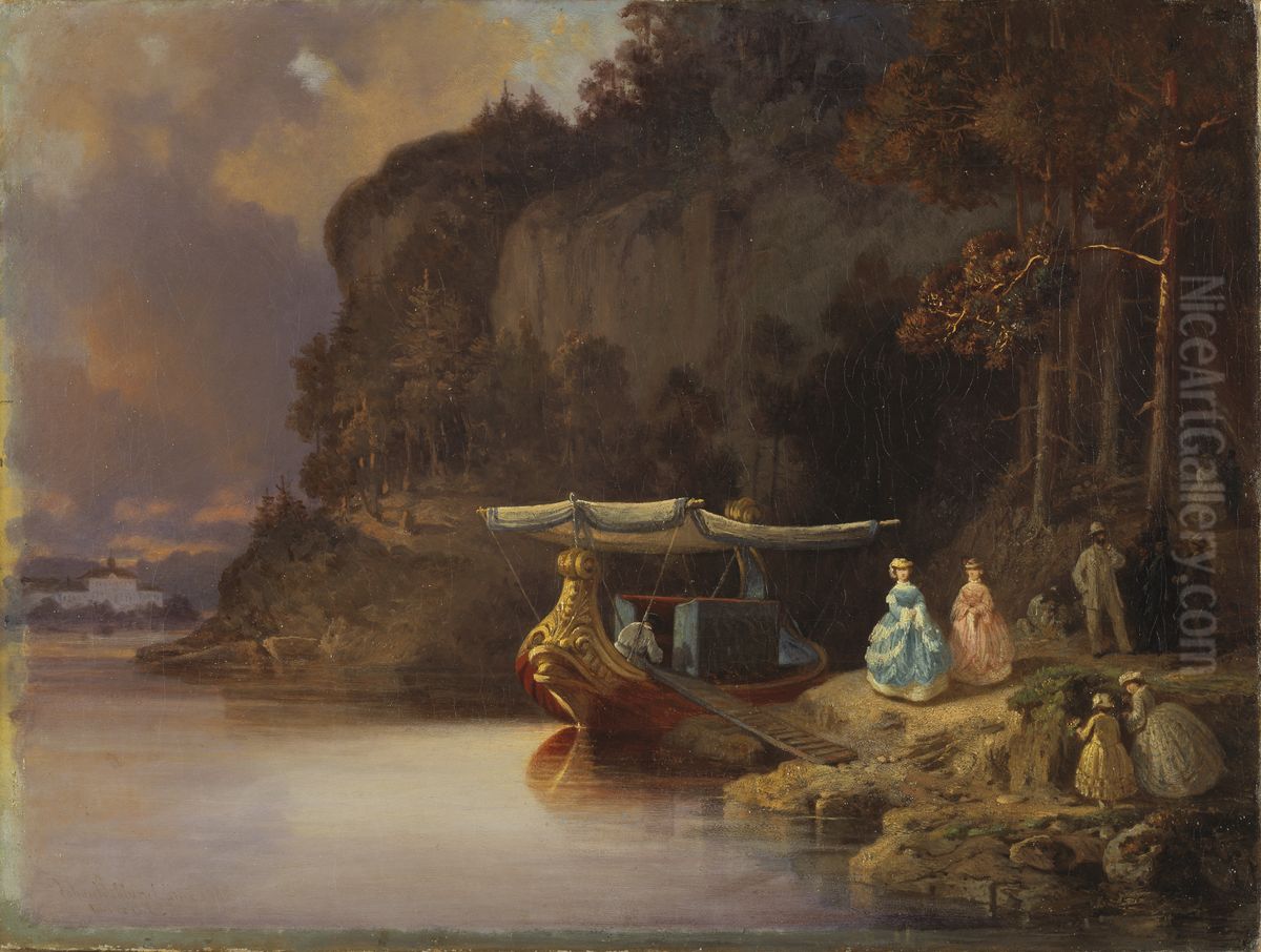 Carls klint. Utsikt over Edsviken Oil Painting by Johan Christoffer Boklund
