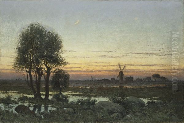 Autumn Landscape in the Glow of Sunset Oil Painting by Per Ekstrom