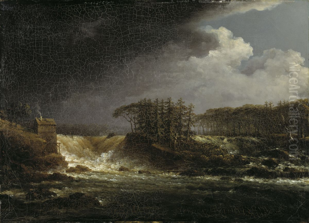 Vattenfall, Alvkarleby Oil Painting by Carl Johan Fahlcrantz