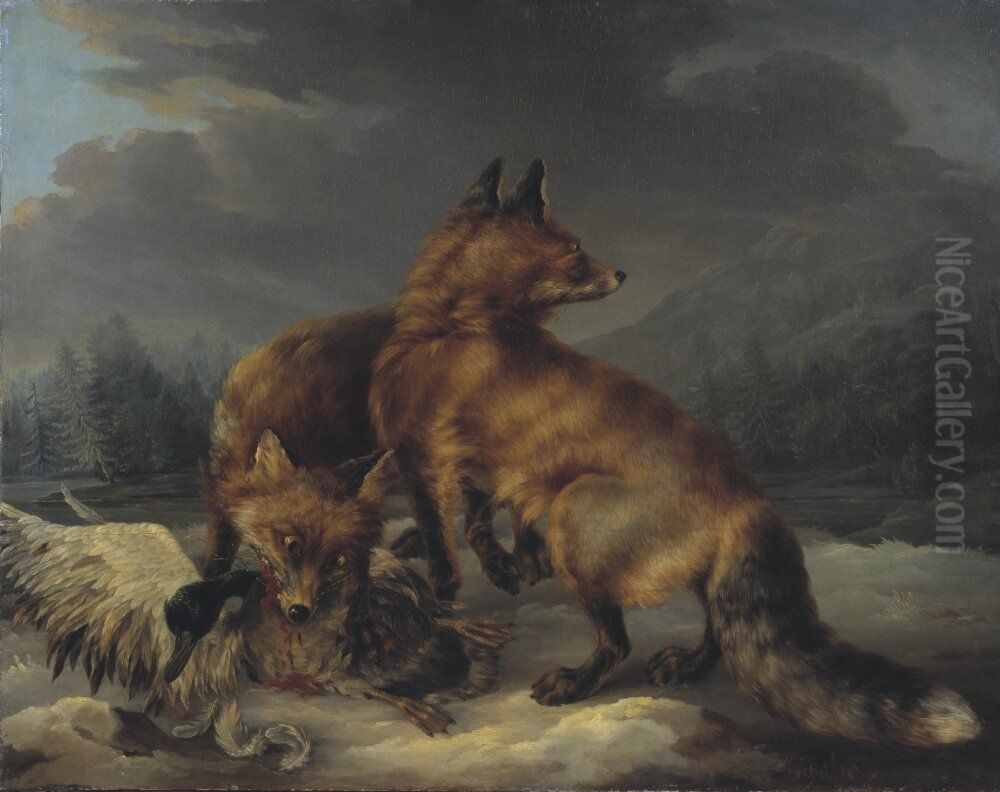 Tva ravar Oil Painting by Carl Fredrik Kiorboe
