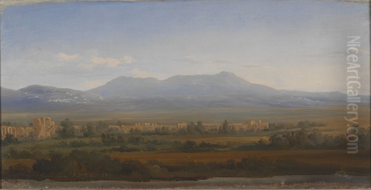 View from the Albano Mountains. Study Oil Painting by Gustaf Wilhelm Palm