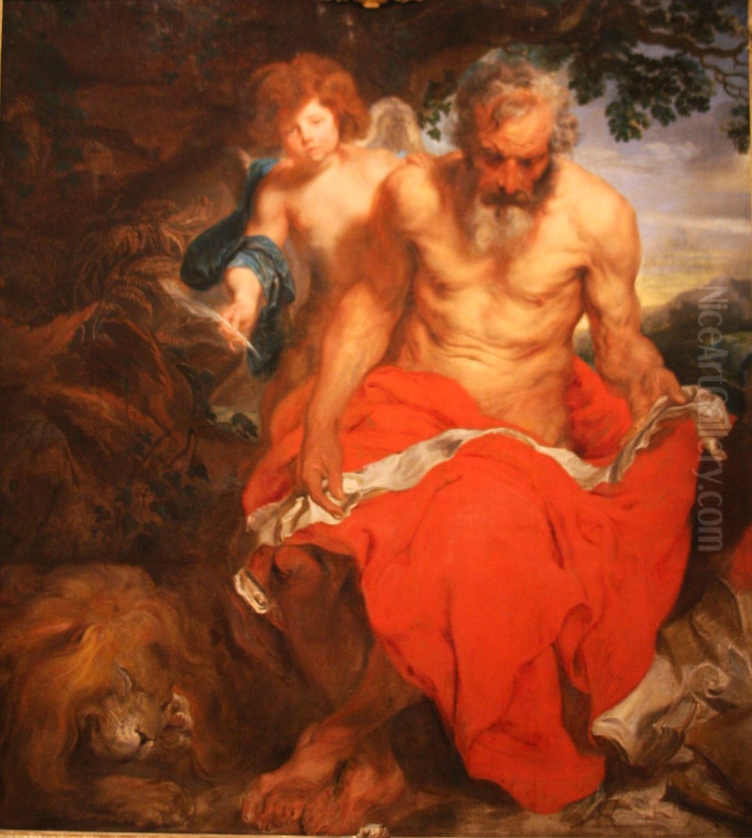 St Jerome Oil Painting by Anthony van Dyckand workshop