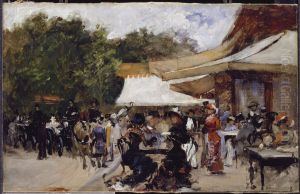 Utanfor en restaurang i Bois de Boulogne, Paris. Skiss