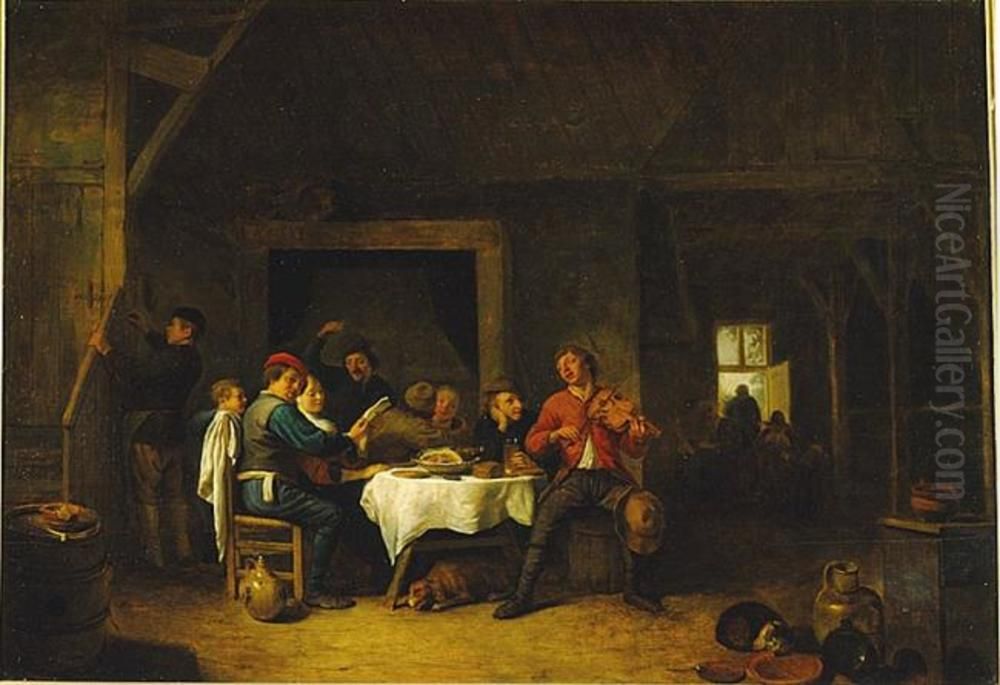 Company in a Peasant's House Oil Painting by Hendrik Martenszoon Sorgh