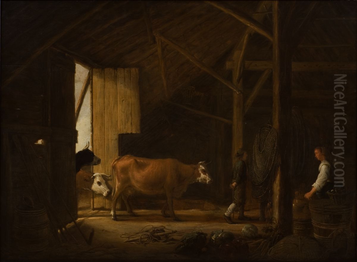 Ladugardsinterior Oil Painting by Aelbert Cuyp