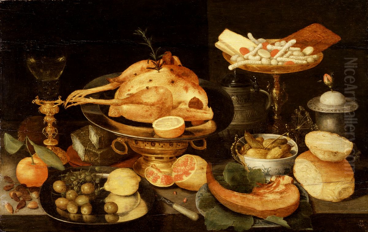 Still Life with a Meal Oil Painting by Peter Paul Binoit