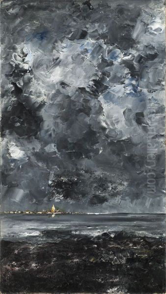 Staden Oil Painting by August Strindberg