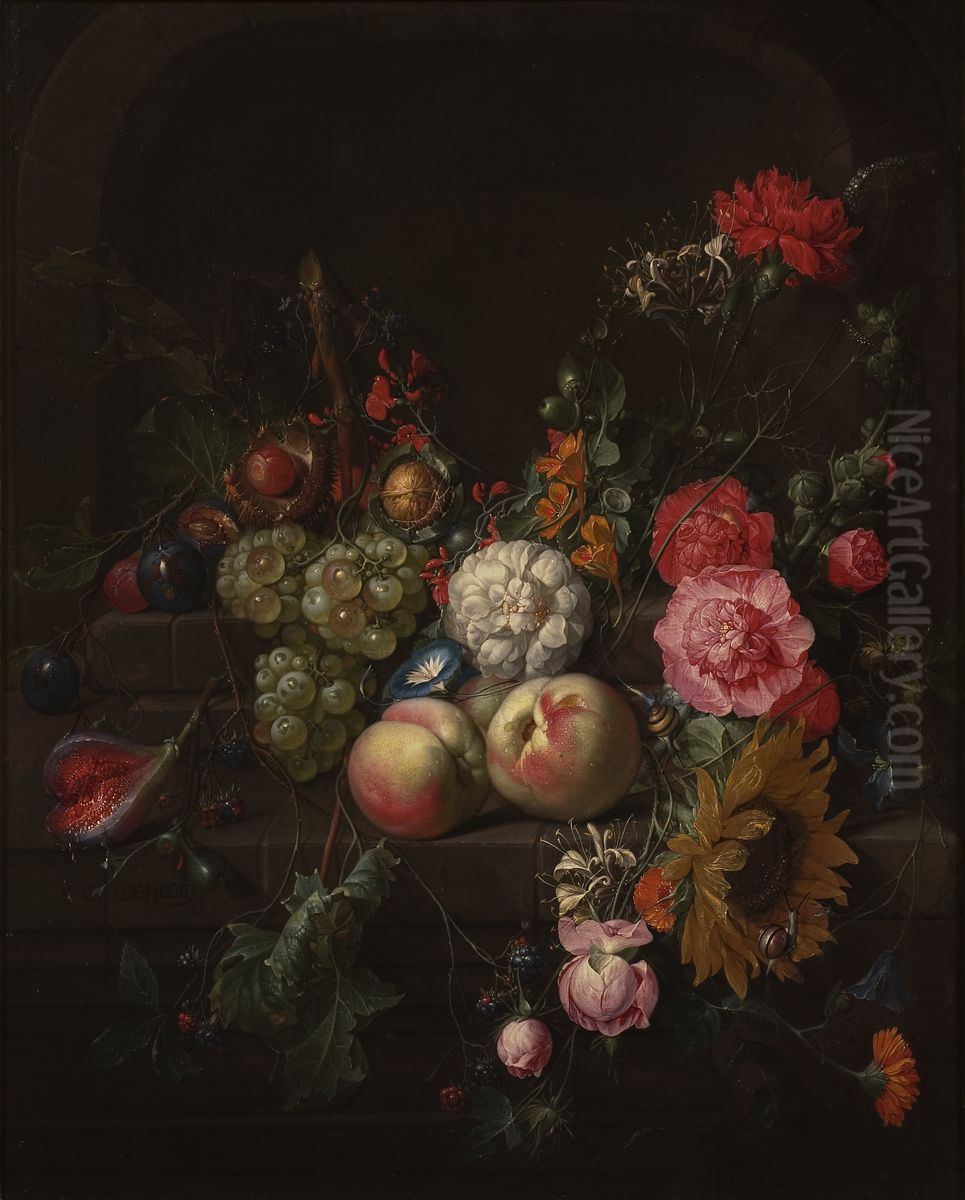 Stilleben med blommor och frukter Oil Painting by Cornelis De Heem