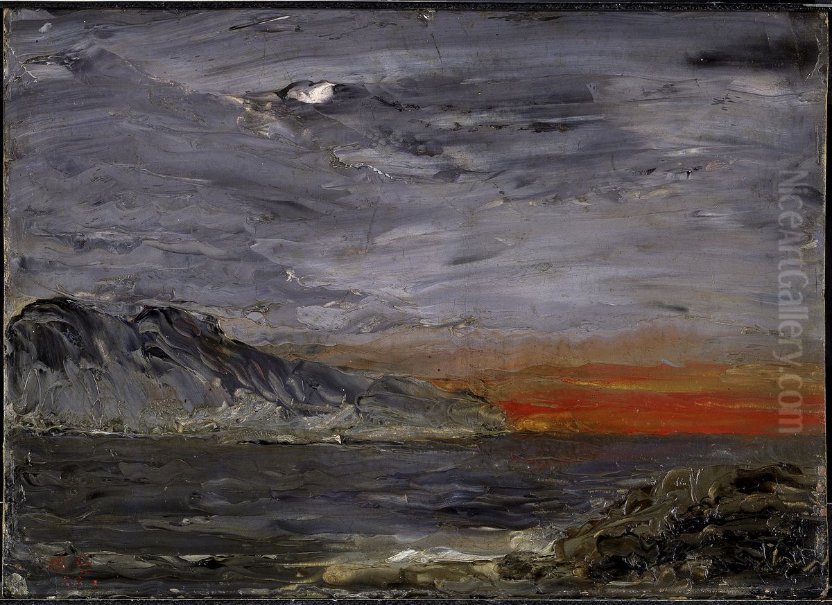 Solnedgang Oil Painting by August Strindberg