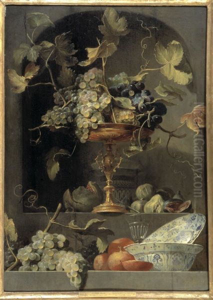 Stilleben med fruktskal i en nisch Oil Painting by Frans Snyders