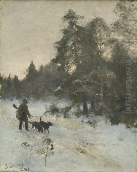 The Hunter Oil Painting by Bruno Liljefors