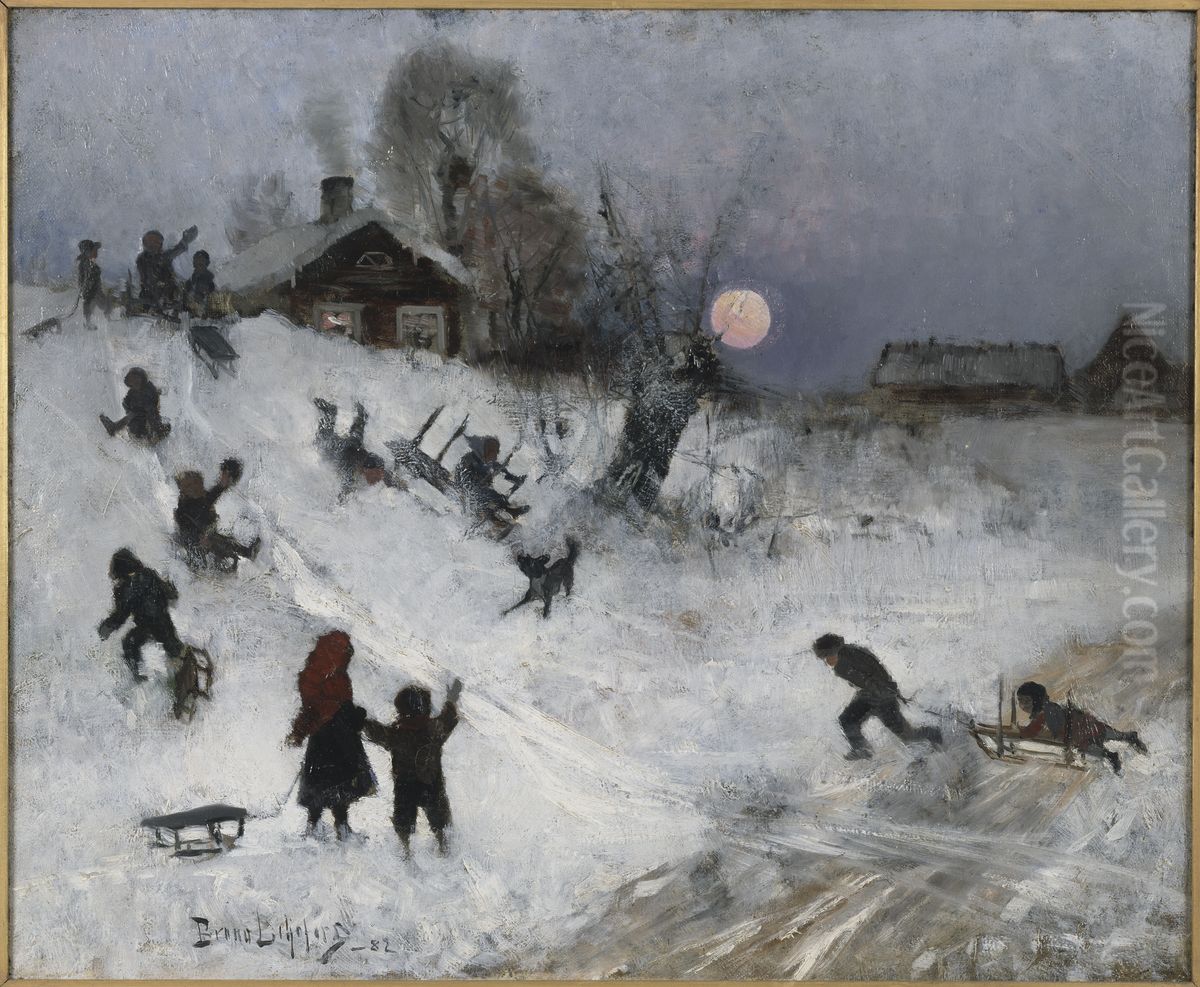 Kalkbacksakning Oil Painting by Bruno Andreas Liljefors