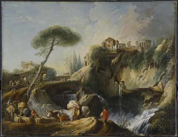 View of Tivoli with the Temple of Vesta Oil Painting by Francois Boucher