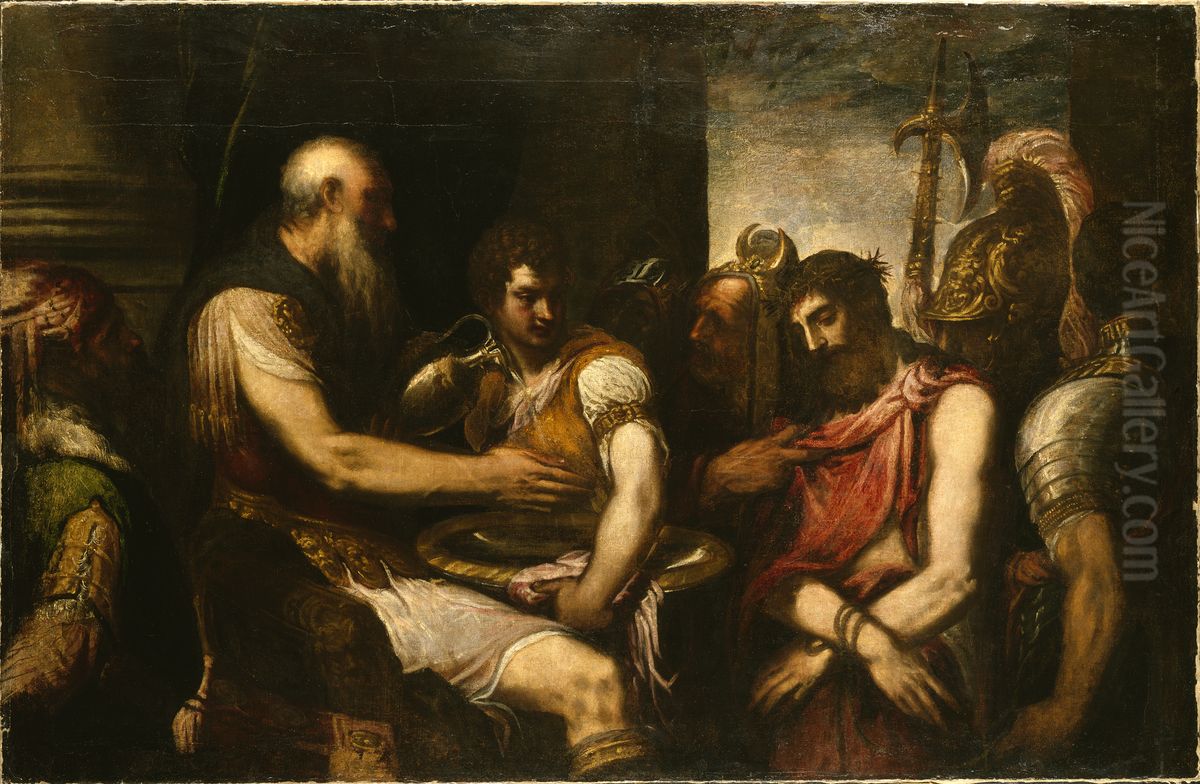 Christ before Pilate Oil Painting by Andrea Schiavone