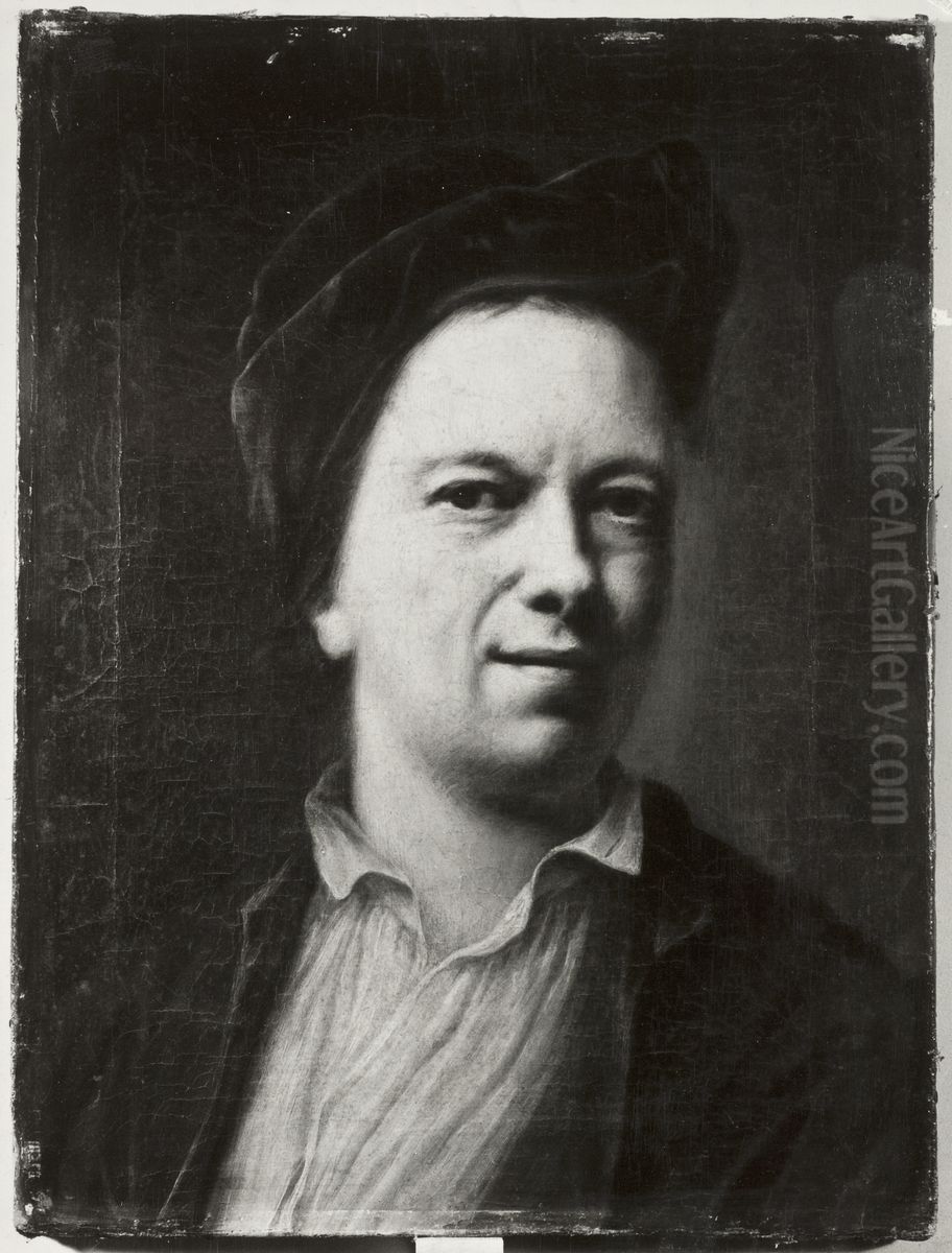 Mansportratt, troligen sjalvportratt Oil Painting by Balthasar Denner