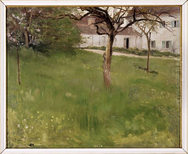 A Garden in Grez Oil Painting by Georg Pauli