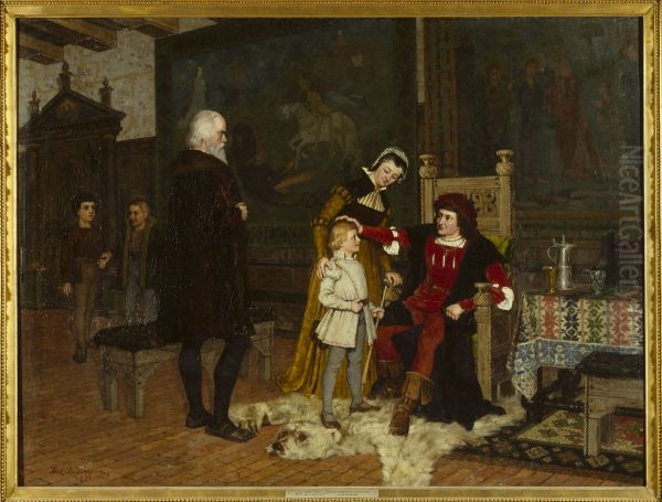 Gustav Vasa infor kung Hans Oil Painting by J.A.G. Acke