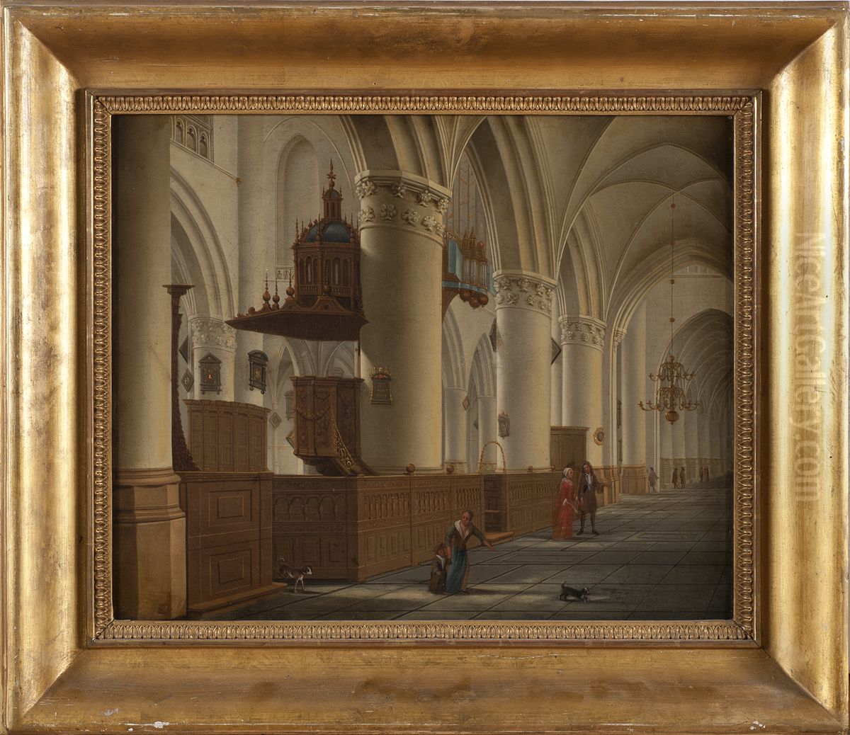 Interior of St Bavo in Haarlem Oil Painting by Isaak van Nickelen