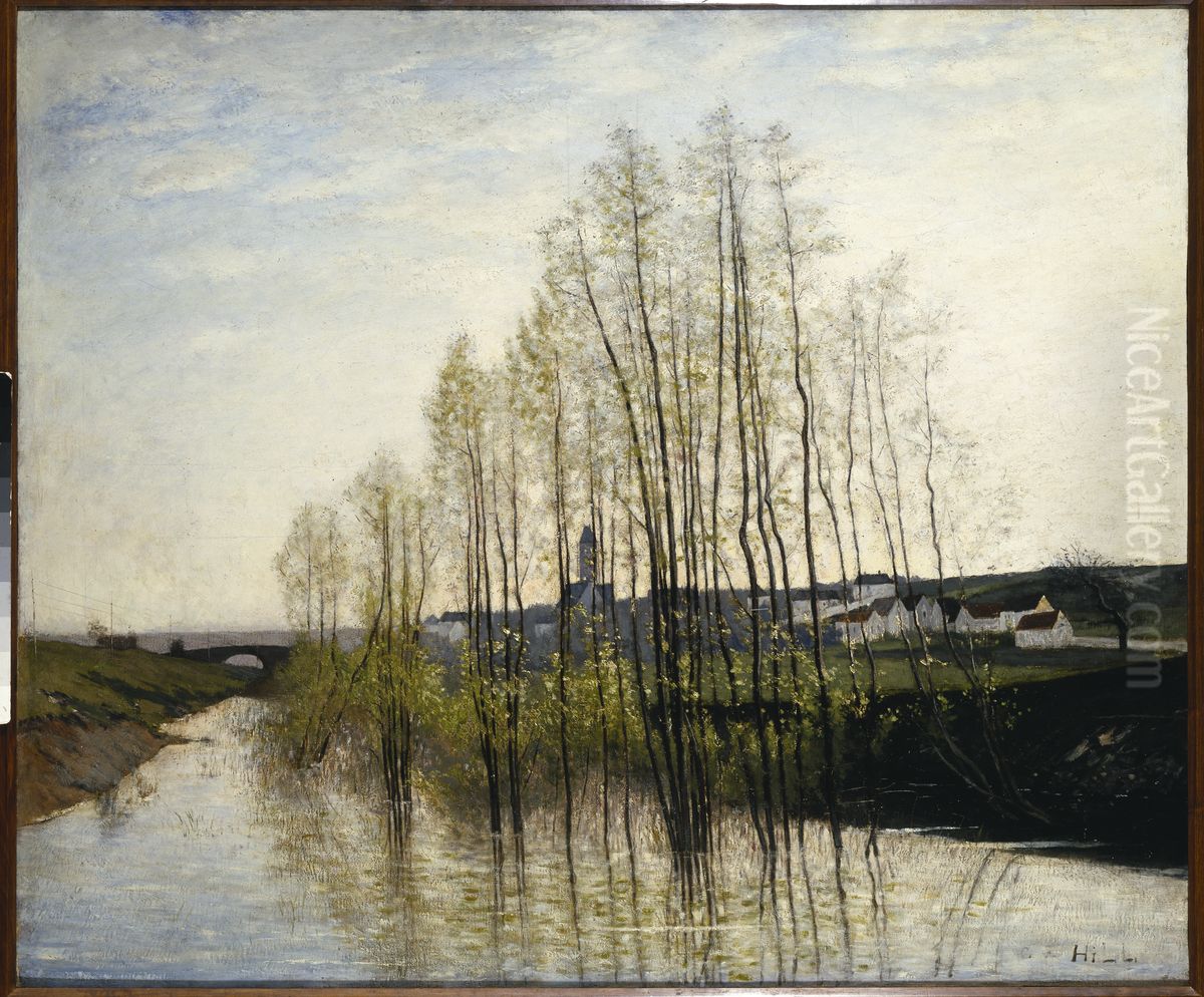 Flodlandskap, Champagne Oil Painting by Carl Fredrik Hill