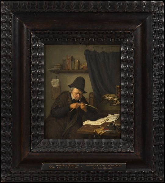 Advokat vid sitt skrivbord Oil Painting by Adriaen van Ostade