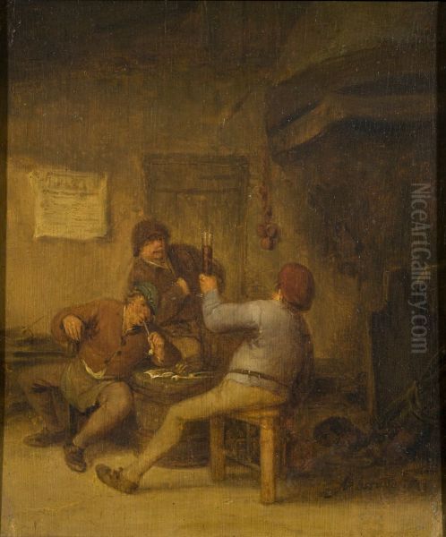 Drickande och rokande bonder Oil Painting by Adriaen van Ostade