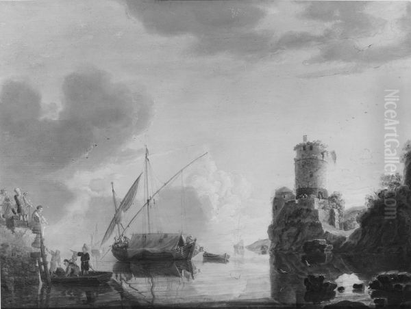 Oriental Harbour Oil Painting by Bonaventura Peeters the Elder
