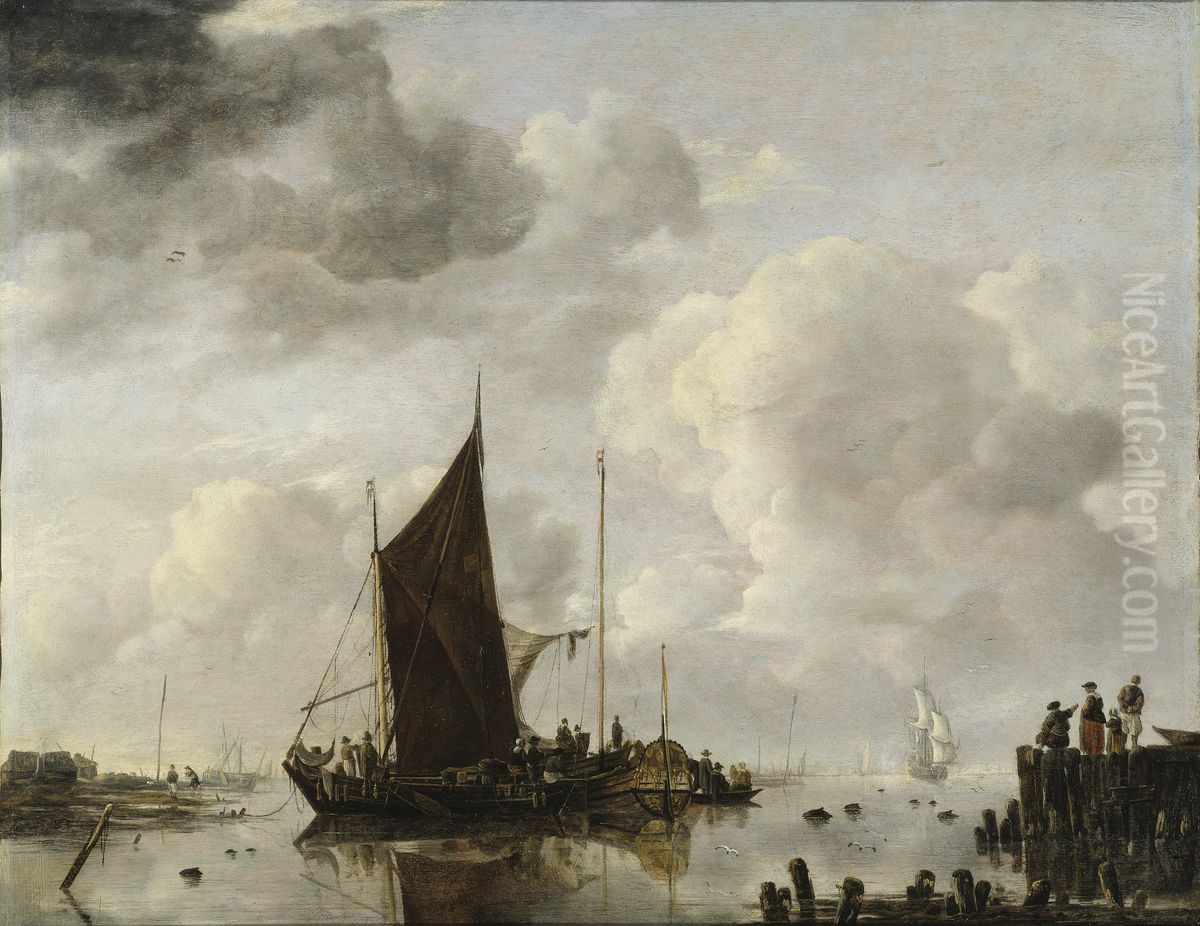 Hamnstycke med speglande vatten Oil Painting by Jan Van De Cappelle