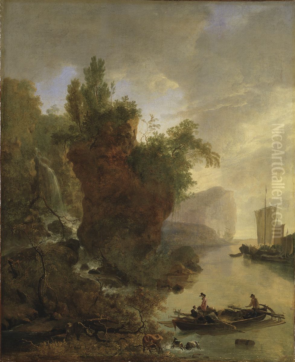 Vik vid klippig kust Oil Painting by Adam Pynacker