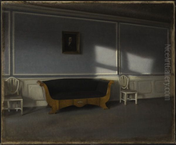 Sunshine in the Drawingroom III Oil Painting by Vilhelm Hammershoi