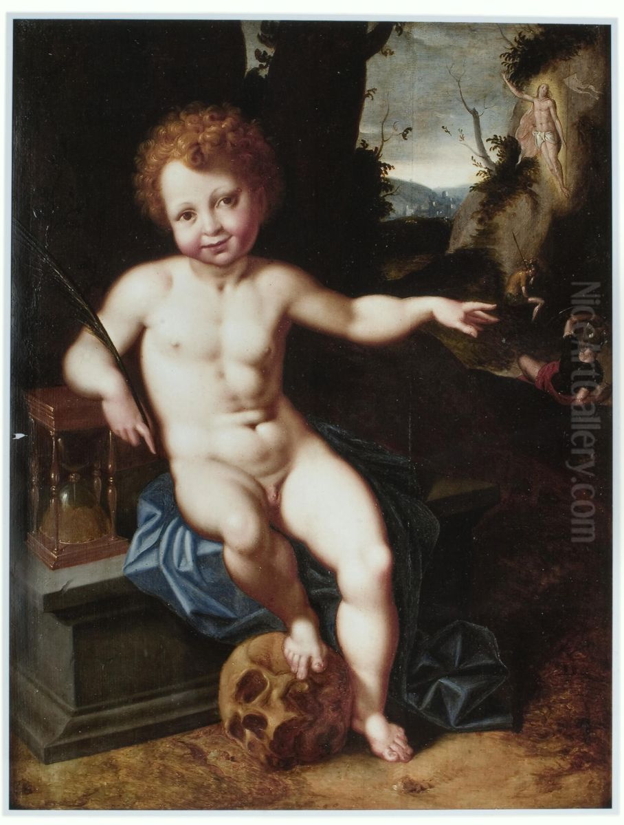 Allegori over Jesusbarnet som dodens betvingare Oil Painting by Frans Floris I