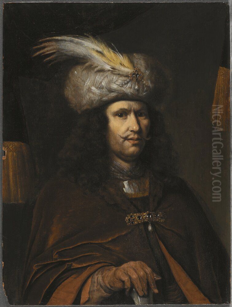 Bust of a Man in a Feathered Turban Oil Painting by Isaac de Jouderville