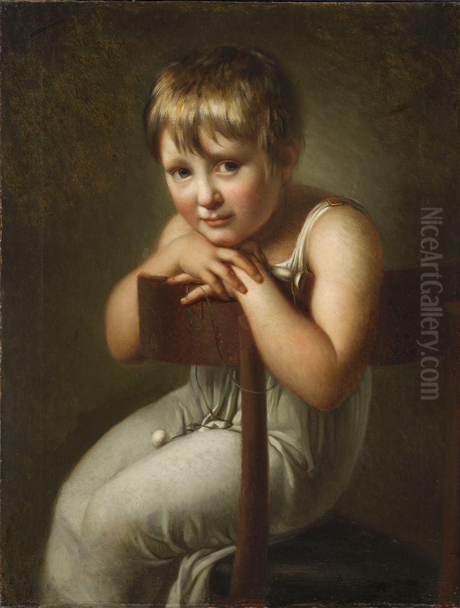 Carolina Mandorff, 1799-1874, gift Wester, som barn Oil Painting by Per Krafft the Younger