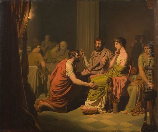 Odysseus before Alcinous, King of the Phaeacians Oil Painting by August Malmstrom