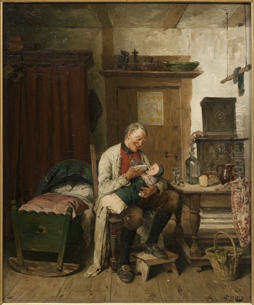 Farfar Oil Painting by August Jernberg