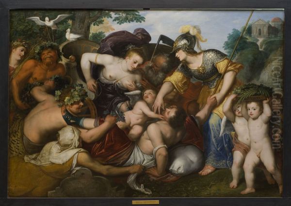 Allegori over ungdomens frestelser Oil Painting by Otto van Veen