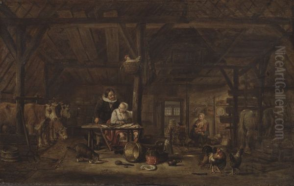 Stallinterior Oil Painting by Govert Dircksz Camphuysen