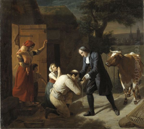 Fenelon aterlamnar en stulen ko till en bonde Oil Painting by Louis Hersent