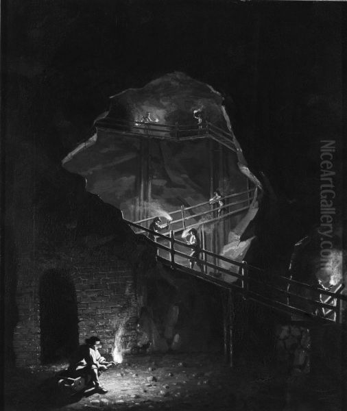 Prins Gustav's Gallery in the Falun Copper Mine Oil Painting by Pehr Hillestrom