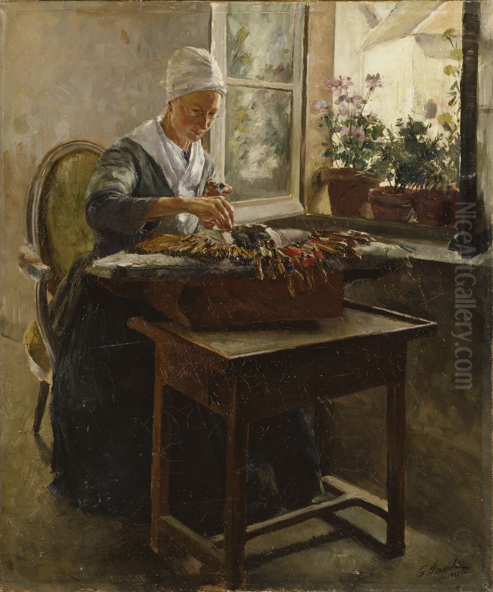 The Lace-Maker Oil Painting by Georg Pauli