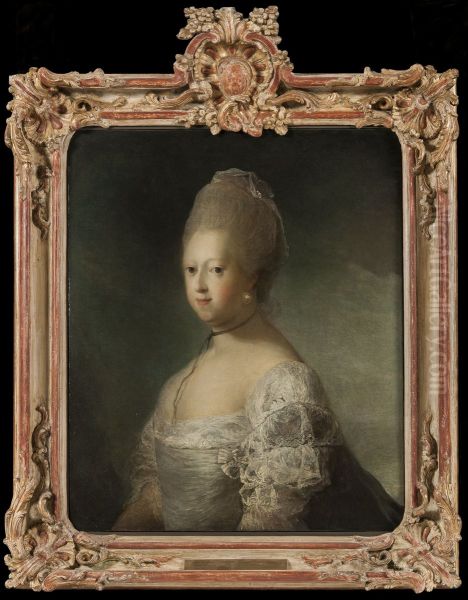 Drottning Caroline Mathilde av Danmark Oil Painting by Carl Gustaf Pilo