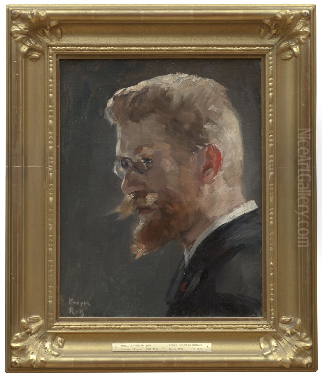 Peder Severin Kroyer (1851-1909) Oil Painting by Alfred Philippe Roll
