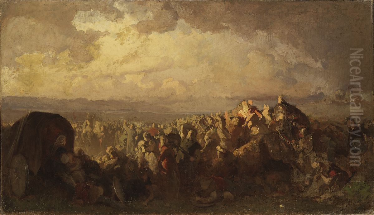 The Battle of Bravalla. Study Oil Painting by August Malmstrom