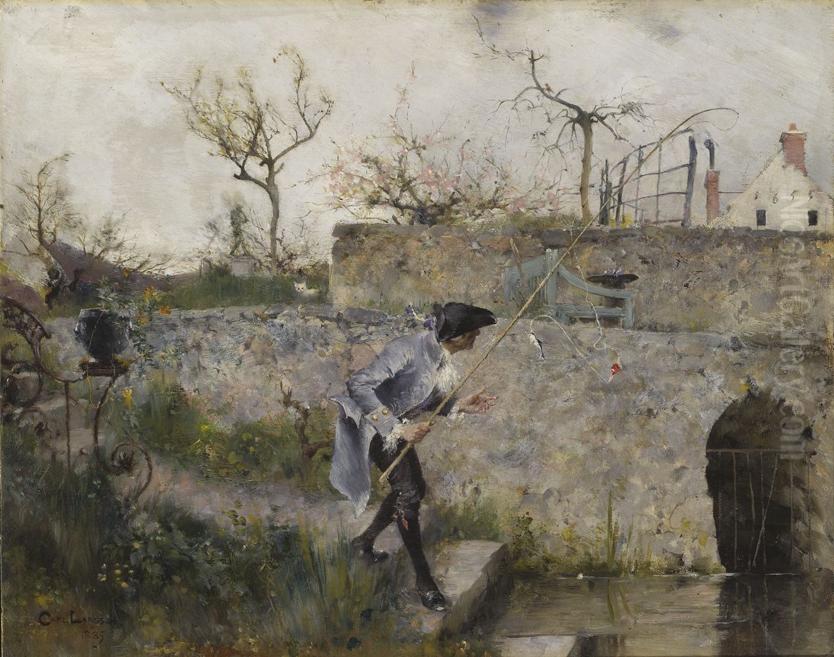 Napp Oil Painting by Carl Larsson