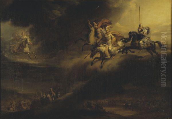 Valkyries Riding into Battle Oil Painting by Johan Gustaf Sandberg