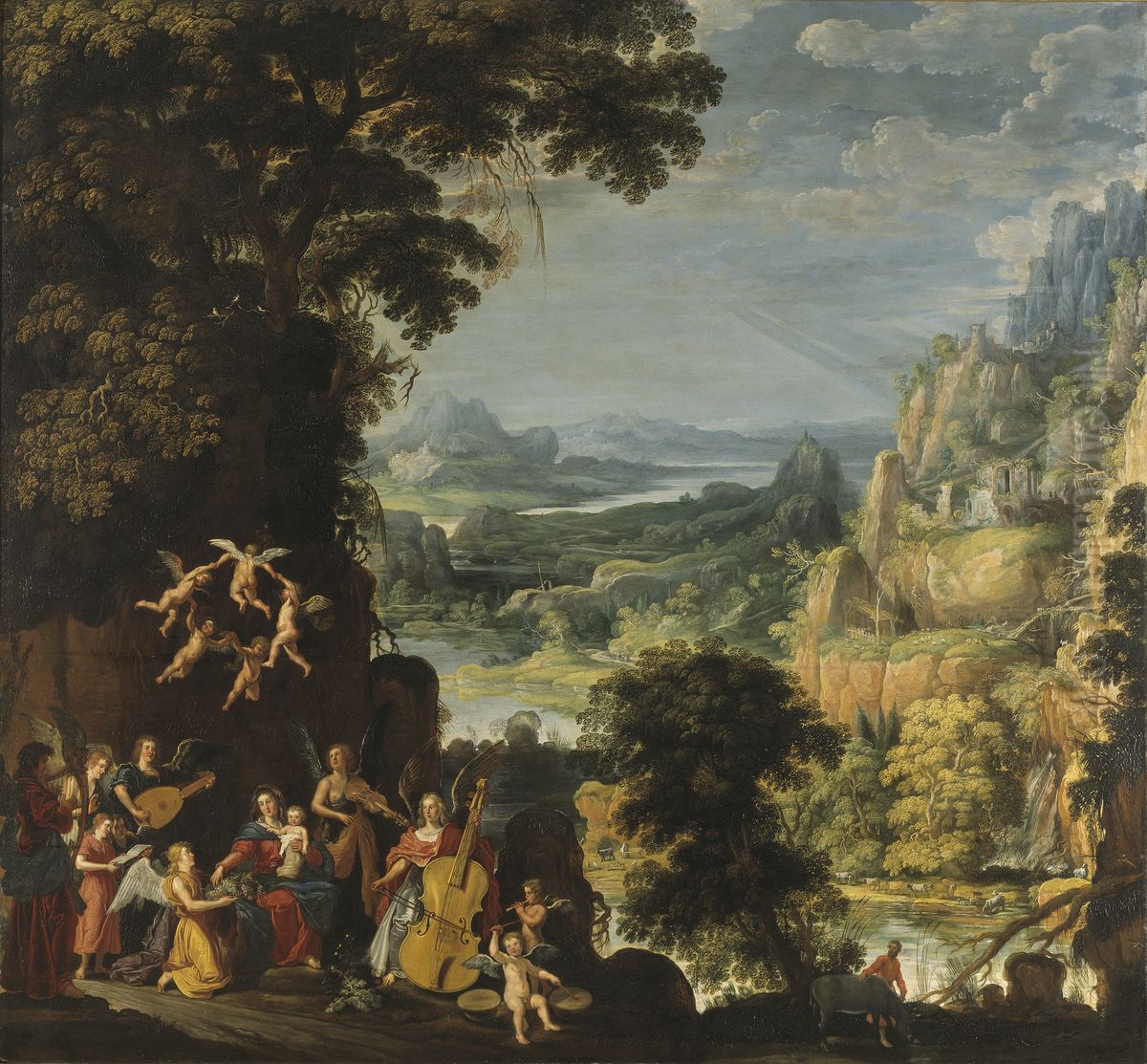Landscape with the flight into Egypt Oil Painting by David The Elder Teniers